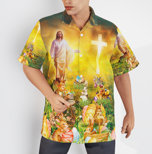 Jesus Christ With Easter Bunny Aloha Hawaiian Shirts For Men, Women