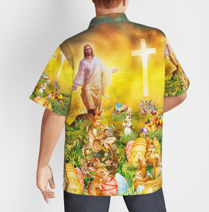 Jesus Christ With Easter Bunny Aloha Hawaiian Shirts For Men, Women