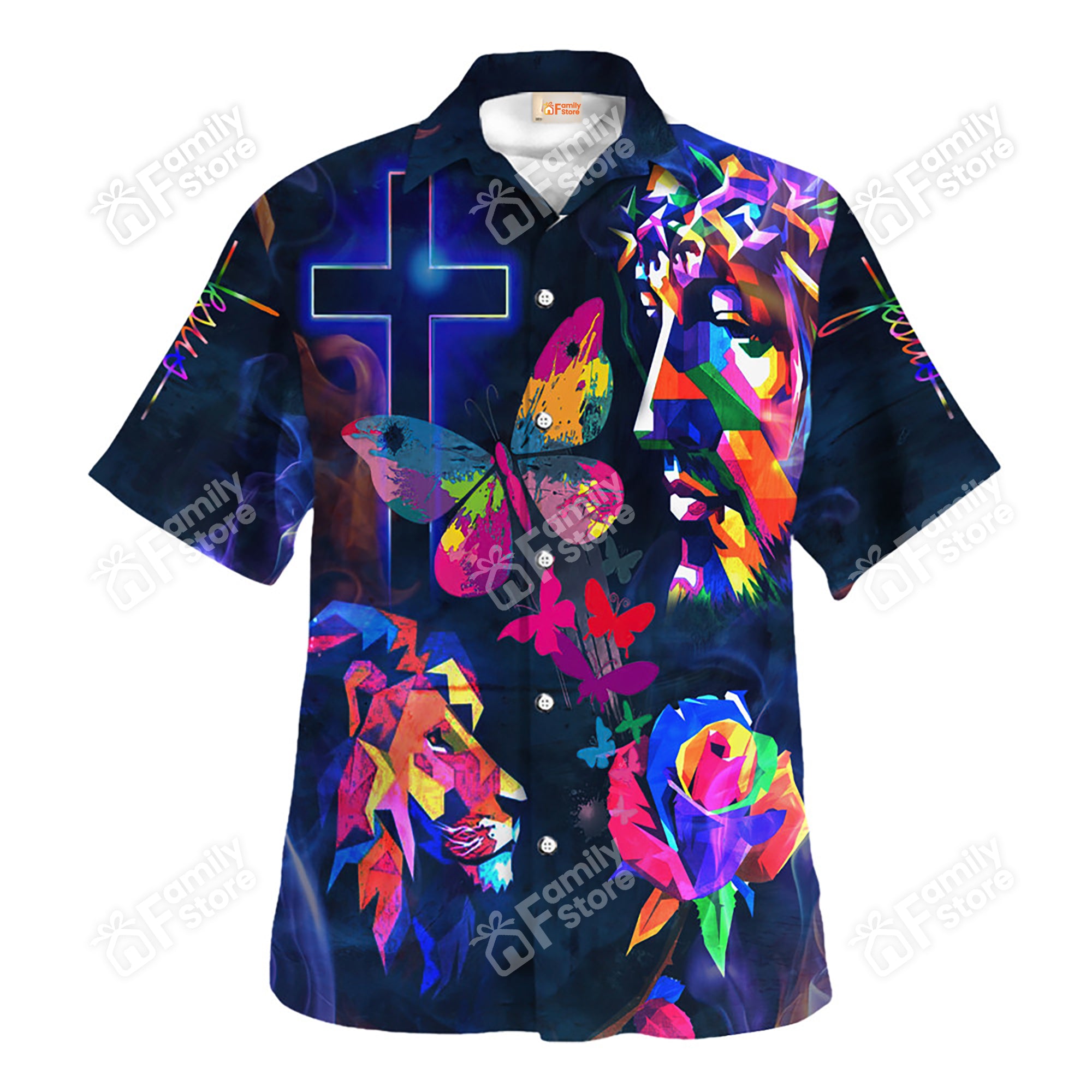 Jesus Colorful Butterfly Flower Hawaiian Shirt