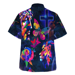 Jesus Colorful Butterfly Flower Hawaiian Shirt