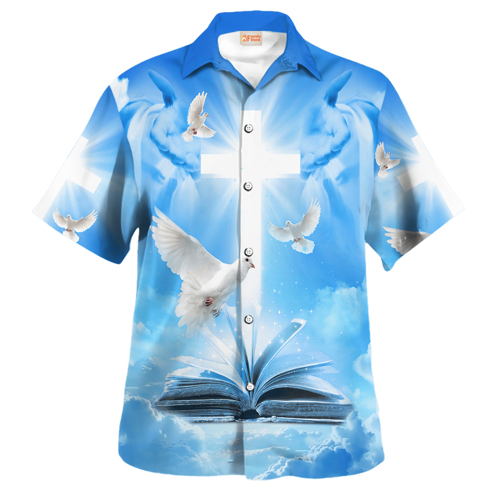 Jesus Dove Fly In The Blue Sky Hawaiian Shirt