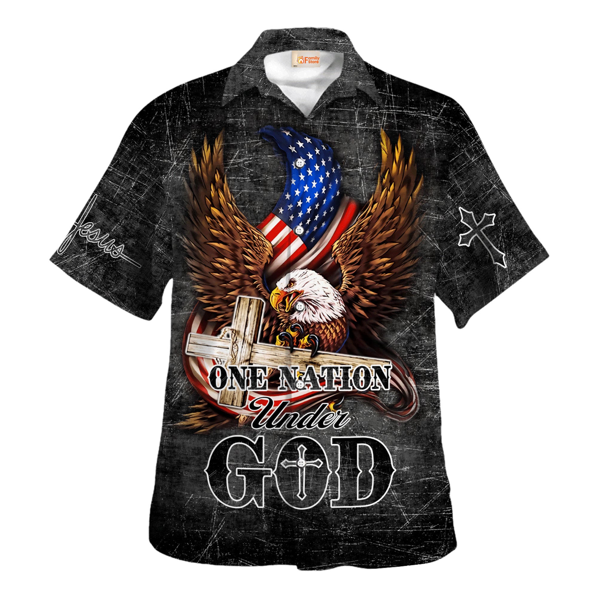 Jesus Eagle One Nation Under God Hawaiian Shirt