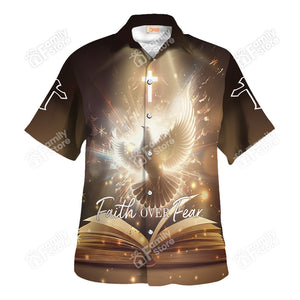 Jesus Faith Over Fear Dove On The Bible Book Hawaiian Shirt