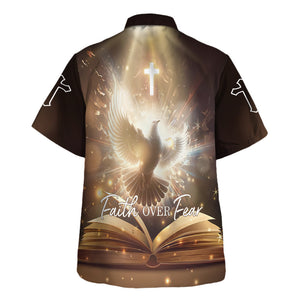 Jesus Faith Over Fear Dove On The Bible Book Hawaiian Shirt