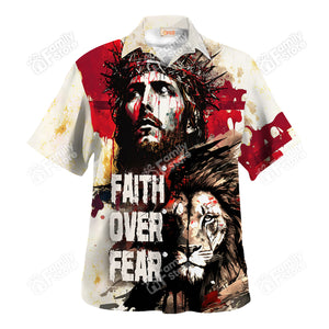 Jesus Faith Over Fear, Blood Hawaiian Shirt