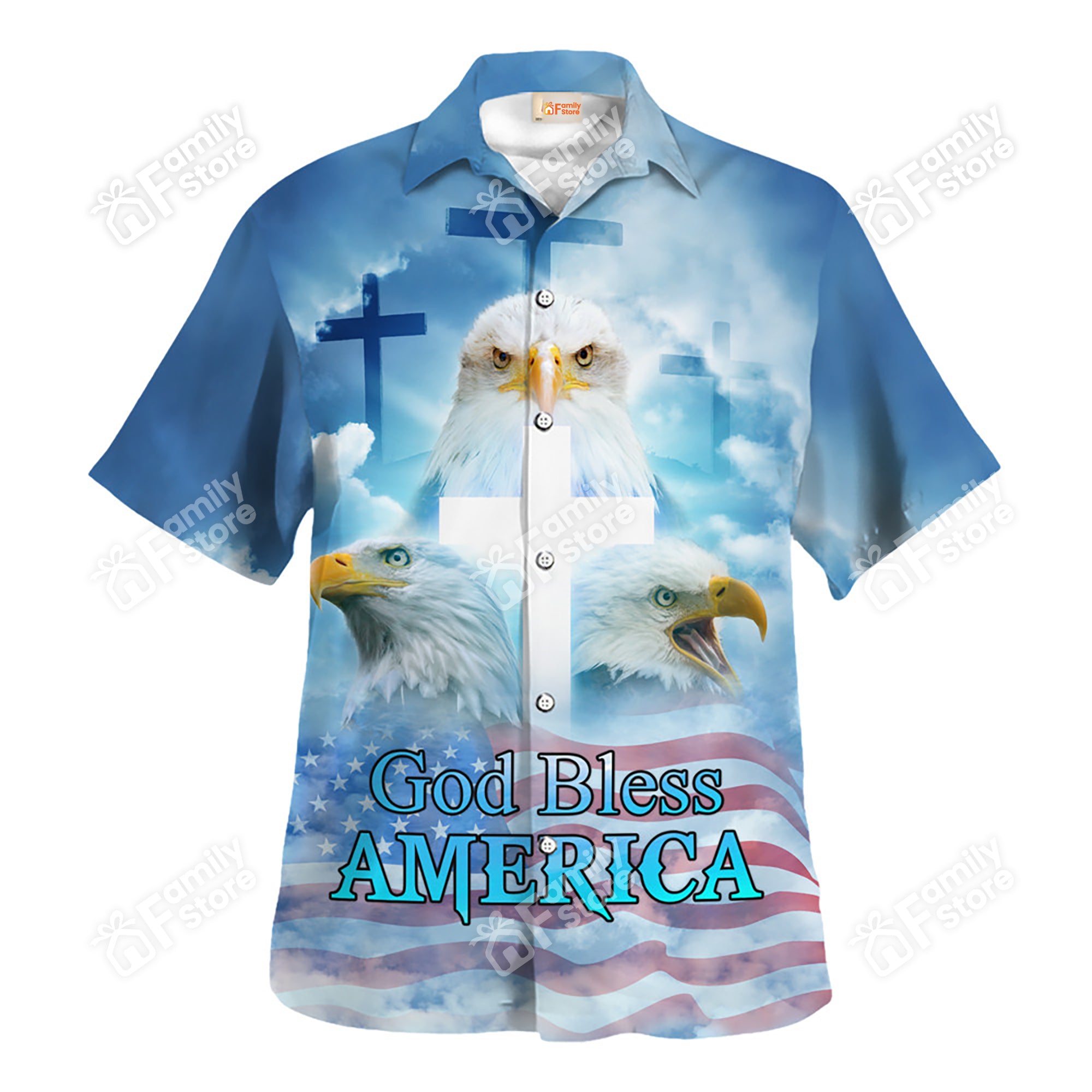 Jesus God Bless America Hawaiian Shirt