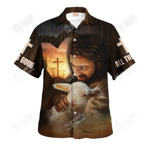 Jesus God Holds A Baby Goat Hawaiian Shirt