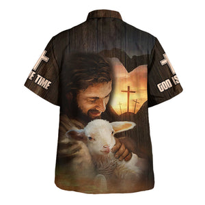 Jesus God Holds A Baby Goat Hawaiian Shirt