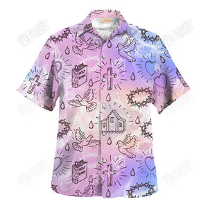 Jesus Holy Bible Light Pink Hawaiian Shirt