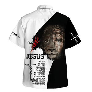 Jesus Is My God My Defender Black White Hawaiian Shirt