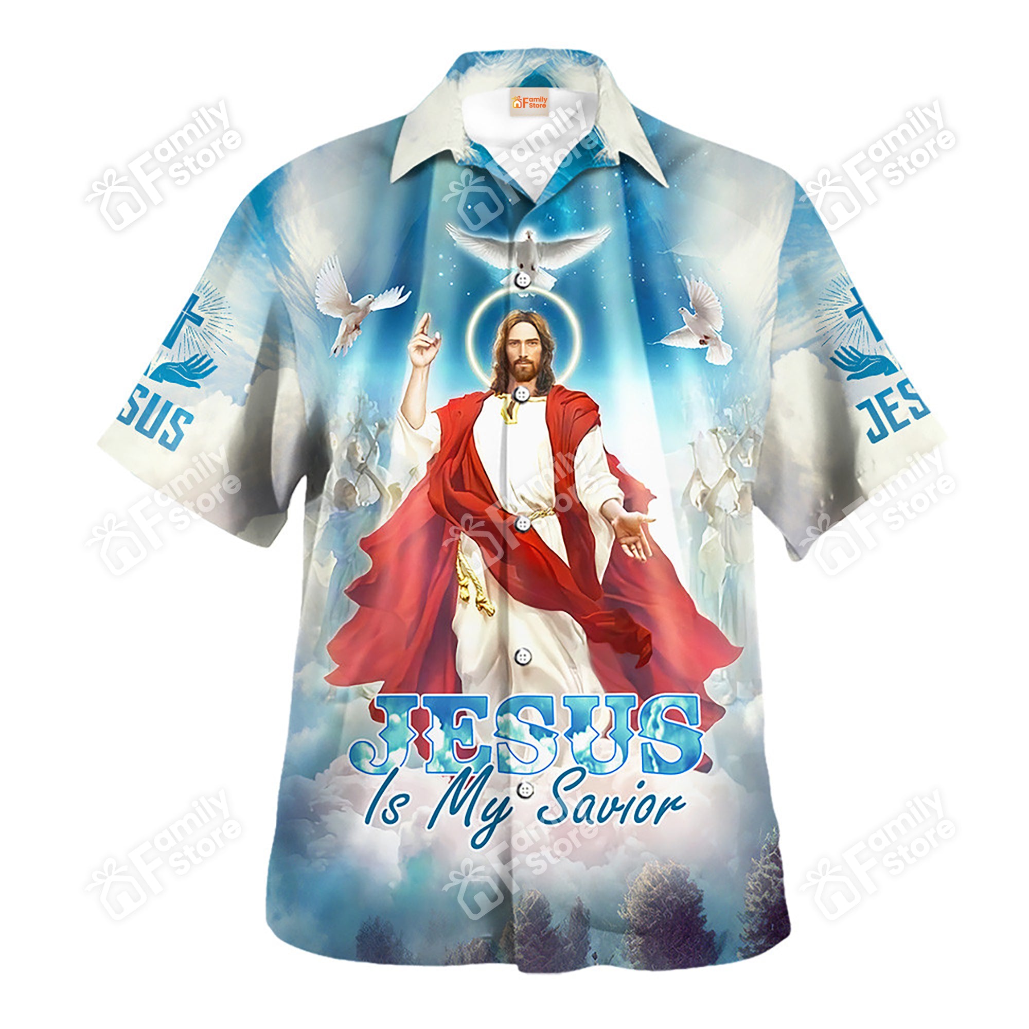 Jesus Is My Savior, Dove in The Sky Hawaiian Shirt