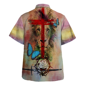 Jesus Lion And Butterfly Colorful Hawaiian Shirt