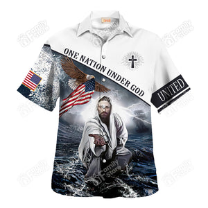 Jesus One Nation Under God American Independence Hawaiian Shirt