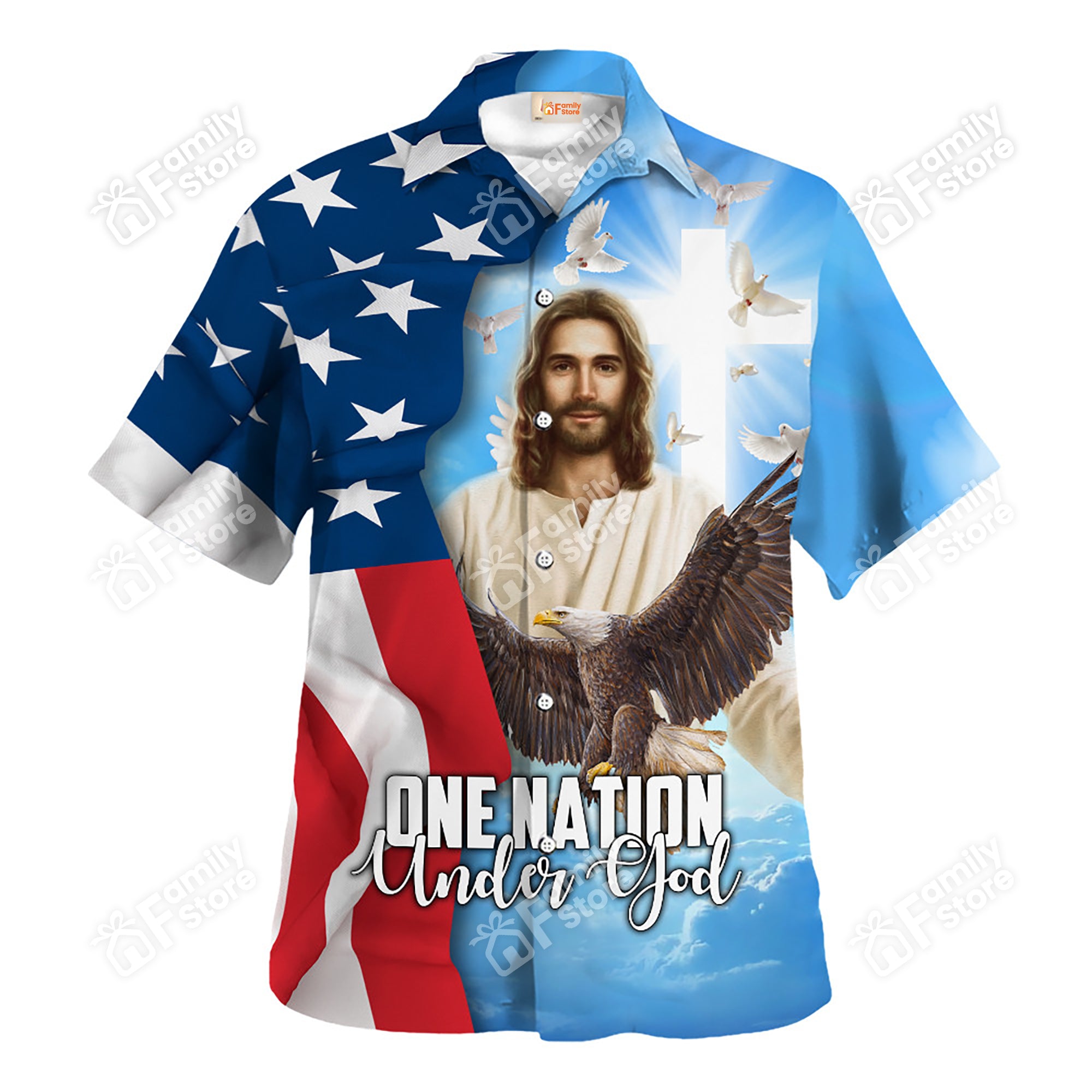 Jesus One Nation Under God Hawaiian Shirt