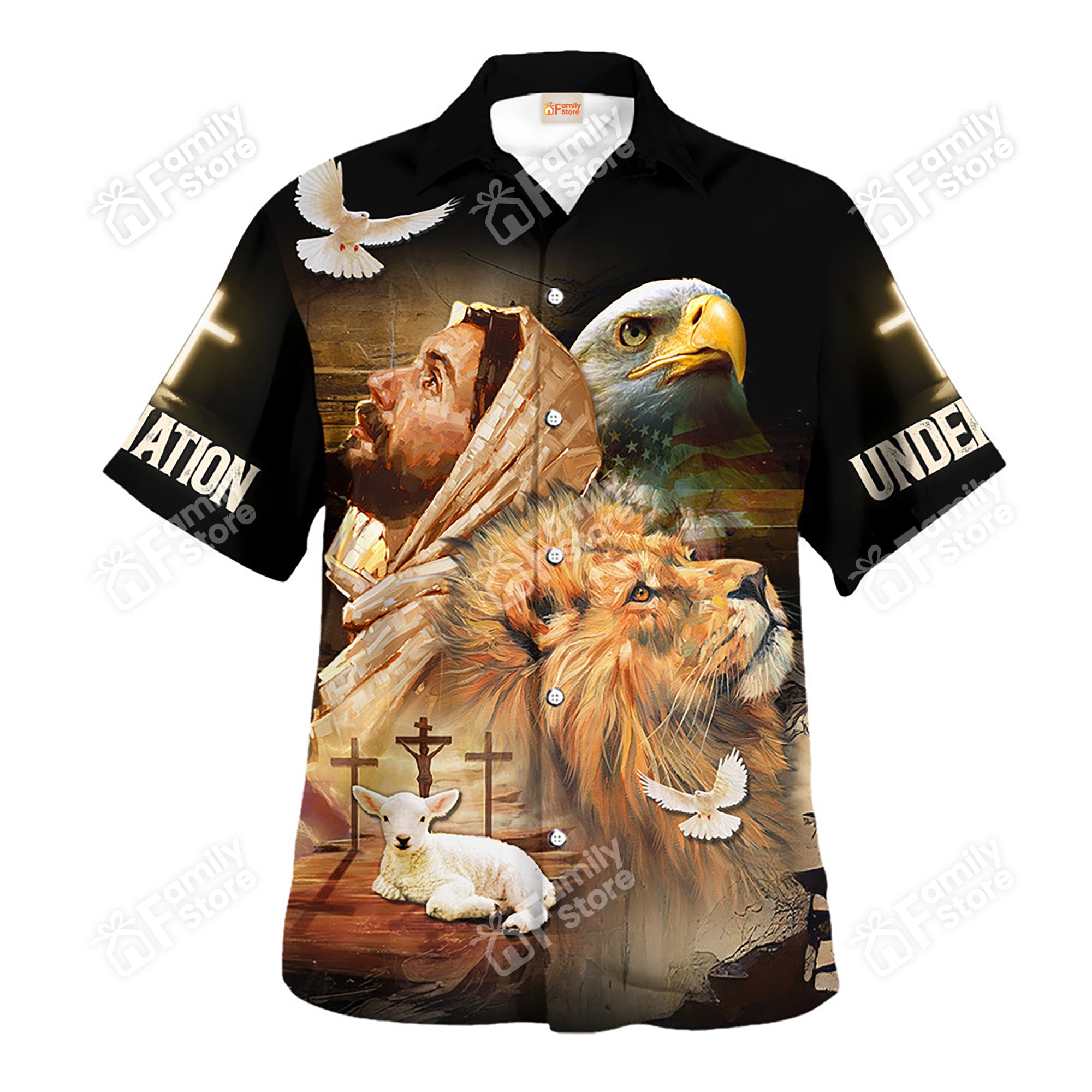 Jesus One Nation Under God With Animals Hawaiian Shirt