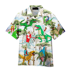 Jesus Ride A Dinosaur Jurassic Park Aloha Hawaiian Shirts For Men, Women