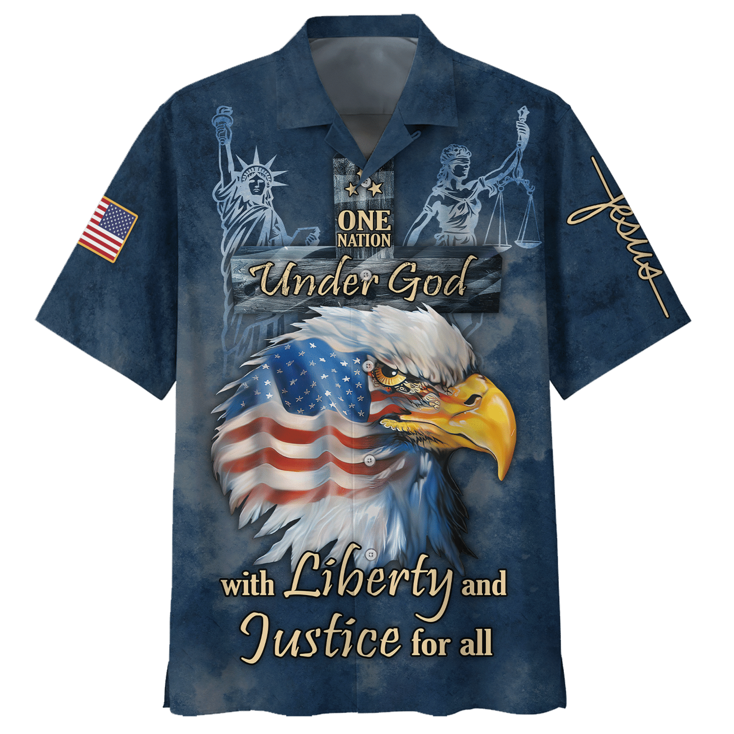 Jesus Under God With Liberty And Justice For All Hawaiian Shirt