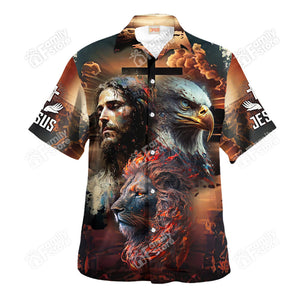 Jesus With Lion And Eagle Hawaiian Shirt