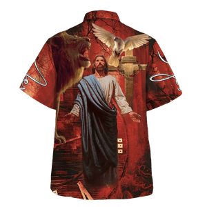 Jesus, Lion And Dove Hawaiian Shirt