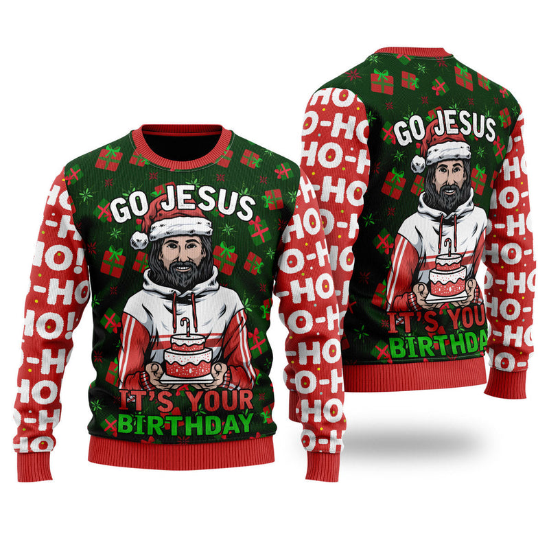 Jesus's Birthday Go Ugly Christmas Sweater For Men & Women