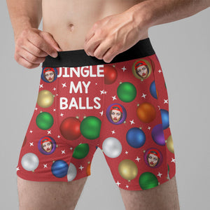 Custom Photo Jingle My Balls - Gift For Boyfriend, Husband, Anniversary - Funny Personalized Custom Boxer Briefs, Men's Boxers