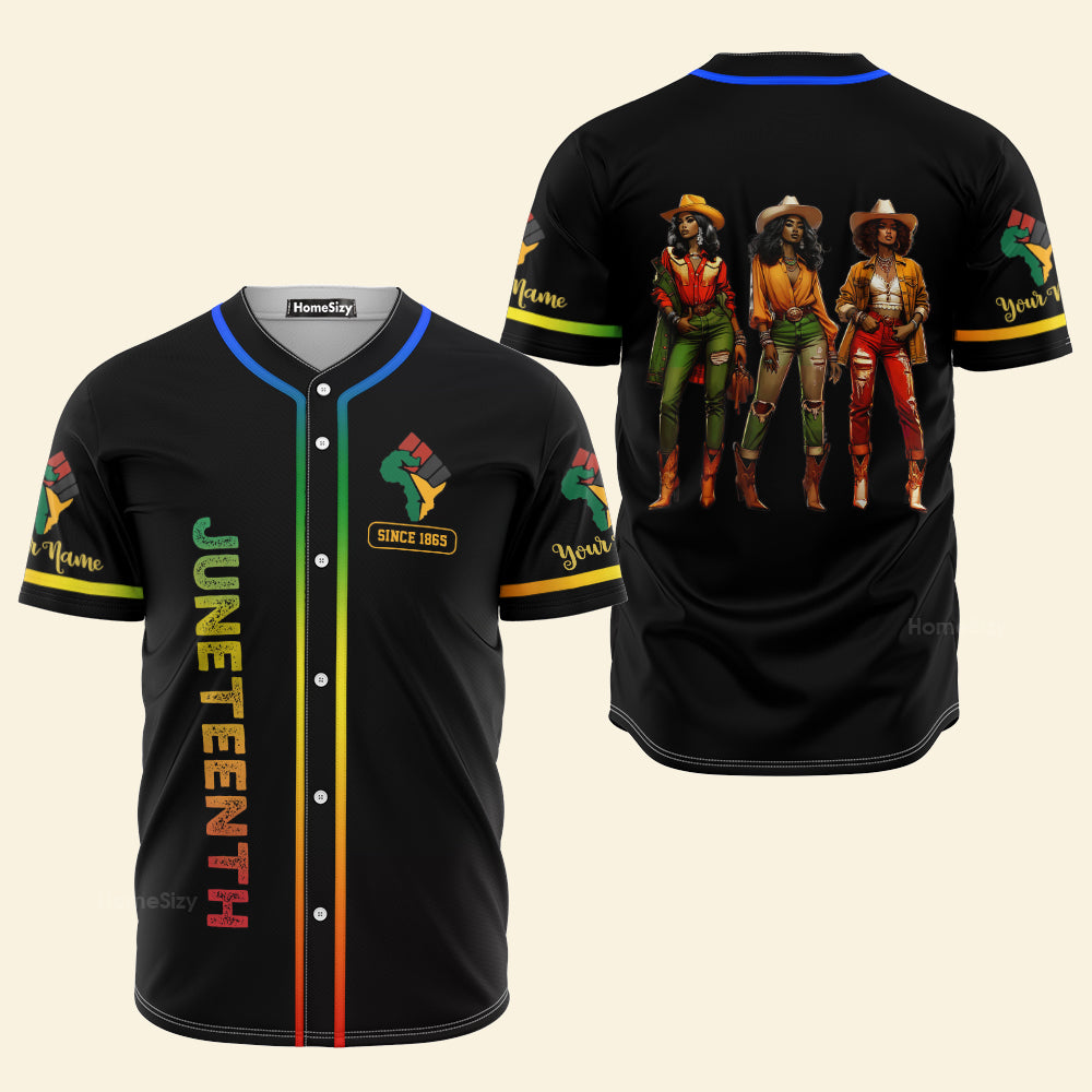 Juneteenth Black Cowgirl Western Rodeo Melanin Black History Te-xas-Personalized Baseball Jersey CU5012301