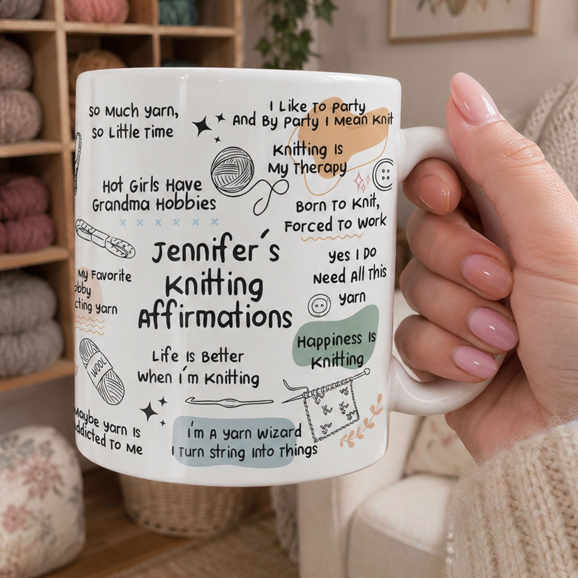 Knitting Affirmation Mug Gift For Knitting Lover  Personalized Mug 7