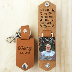 Custom Photo Until I See You Again Memorial - Gift For Family - Personalized Leather Photo Keychain