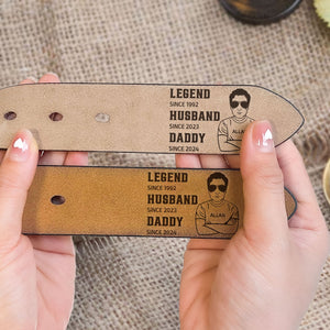 Legend Husband Daddy - Gift For Father's Day - Personalized Engraved Leather Belt