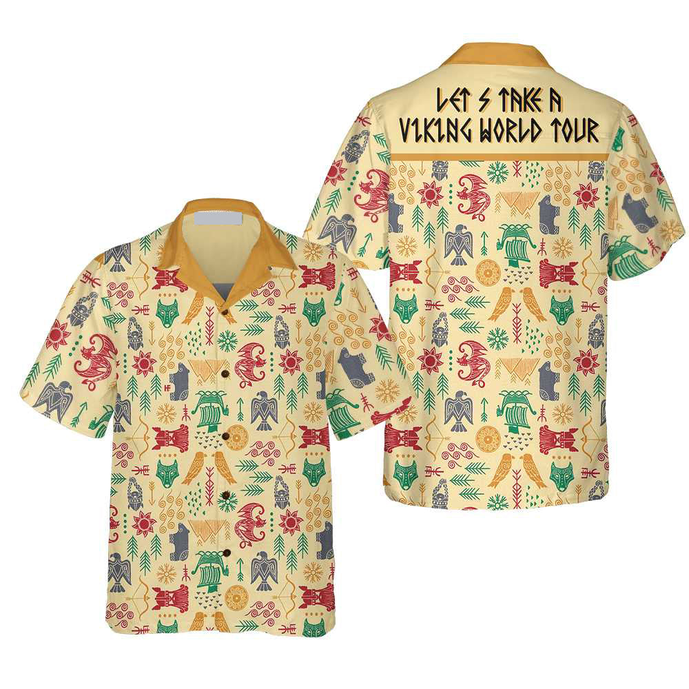Let's Take A Viking World Tour Viking Hawaiian Shirt