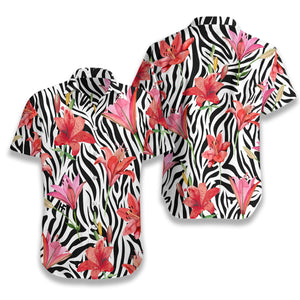 Lily Zebra Watercolor Painting Art Hawaiian Shirt