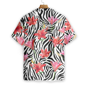 Lily Zebra Watercolor Painting Art Hawaiian Shirt