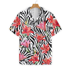 Lily Zebra Watercolor Painting Art Hawaiian Shirt