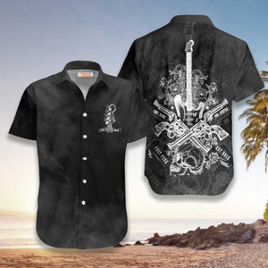 Live Rock And Roll Black And Smoke Guitar Hawaiian Shirt