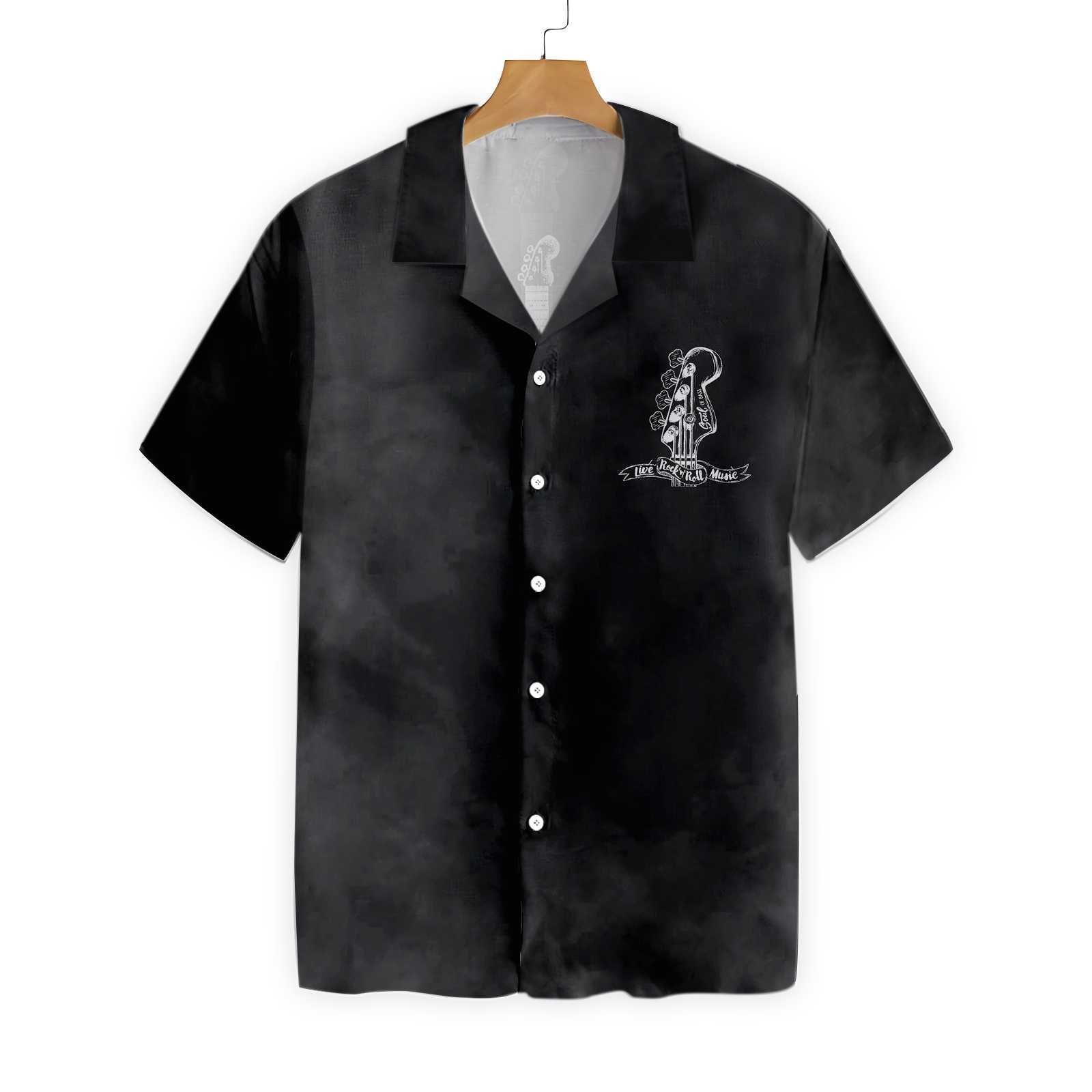 Live Rock And Roll Black And Smoke Guitar Hawaiian Shirt