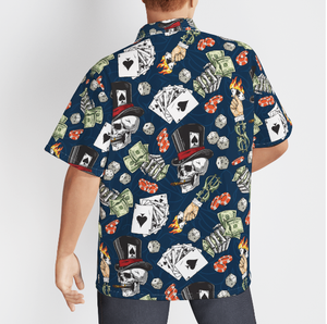 Lucky Dice Spades Gambling Skull Aloha - Hawaiian Shirts