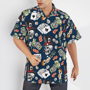 Lucky Dice Spades Gambling Skull Aloha - Hawaiian Shirts