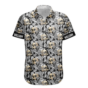 Custom Name With Magic Poisonous Mushroom And Skull - Personalized Hawaiian Shirt