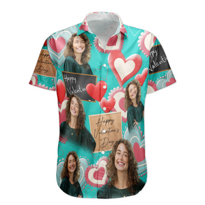 Custom Photo Happy Valentine's Day - Gift For Couple - Personalized Hawaiian Shirt