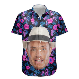 Custom Photo Big Face Funny Tropical - Personalized Hawaiian Shirt