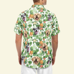 Custom Photo Pet Face With Flower Pattern  - Gift For Pet Lovers - Personalized Hawaiian Shirt