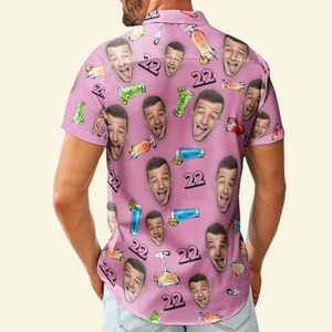 Custom Photo Birthday Party Drinks Face Funny - Personalized Hawaiian Shirt