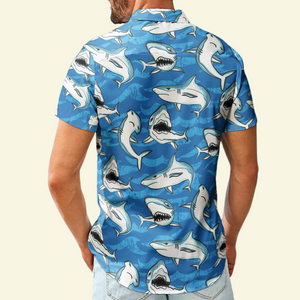 Custom Photo Big Funny Dog With Sharks Pattern - Gift For Pet Lovers - Personalized Hawaiian Shirt