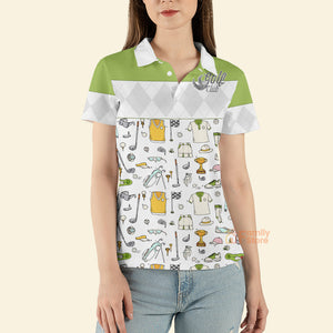 Golf Pattern Polo Shirt For Ladies