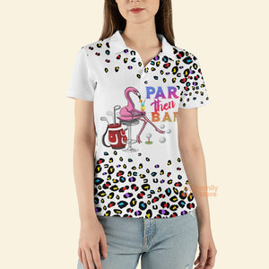 FamilyStore Pink Leopard Par Then Bar Flamingo Cocktail Women Golf Polo