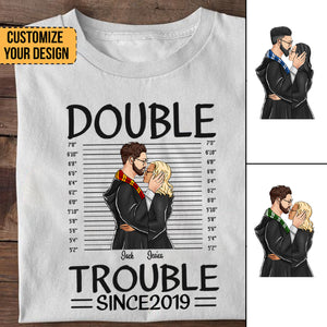 Wizard Couples Double Trouble Since - Personalized Matching Couple Shirts - CL20 PT