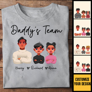 Daddy's Team Black Dad And Kids, Together We're A Team Black African - Personalized Shirt - Gift for Dad, Grandpa, Husband CL50 NH96