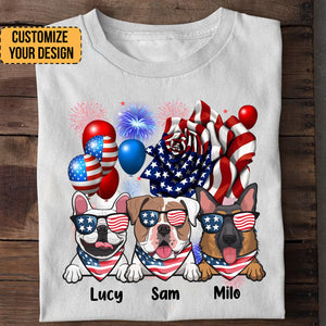 Happy 4th Of July Dog With Flag - Gift For Pet Lovers - Personalized TShirt