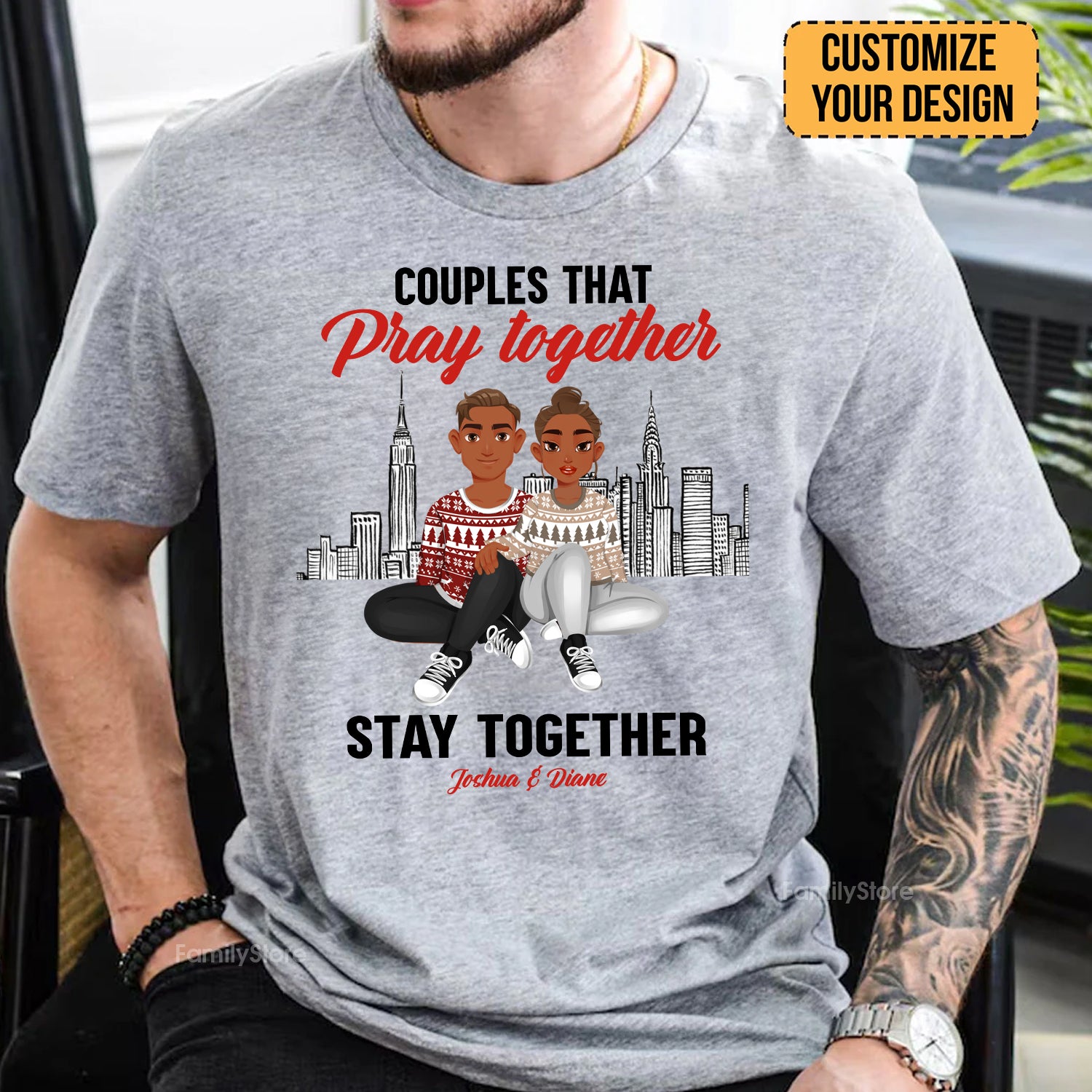 Couple That Pray Together Stay Together Black African - Personalized Shirt - Gift For Couple, Husband Wife, Anniversary, Engagement, Wedding, Marriage Gift - GR1 NH96