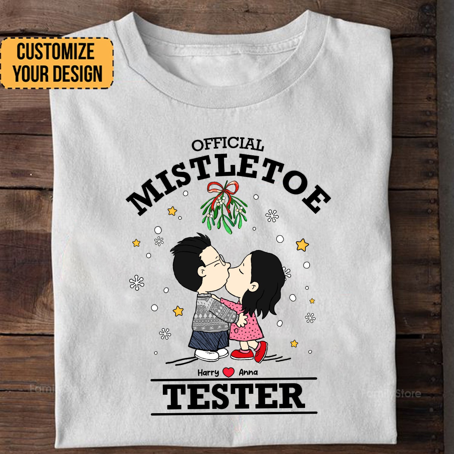 Official Mistletoe Tester Peanuts - Personalized Shirt - Gift For Couple, Husband Wife, Anniversary, Engagement, Wedding, Marriage Gift CL45 NH96